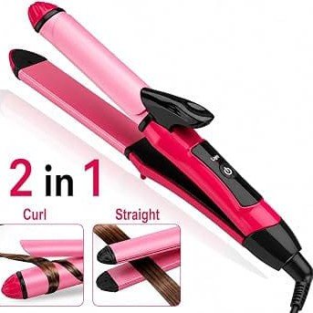 2 in 1 Hair Straightener & Curler - Ceramic Tourmaline Hair Straightener & Curling Iron with Fast Heating